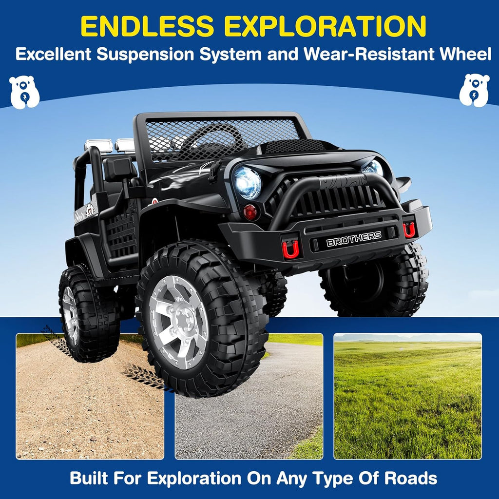 L8 Ride On Car 2 Seater 12V Kids Electric Car Remote Control 4-Wheel Suspension Bluetooth Speaker wourant