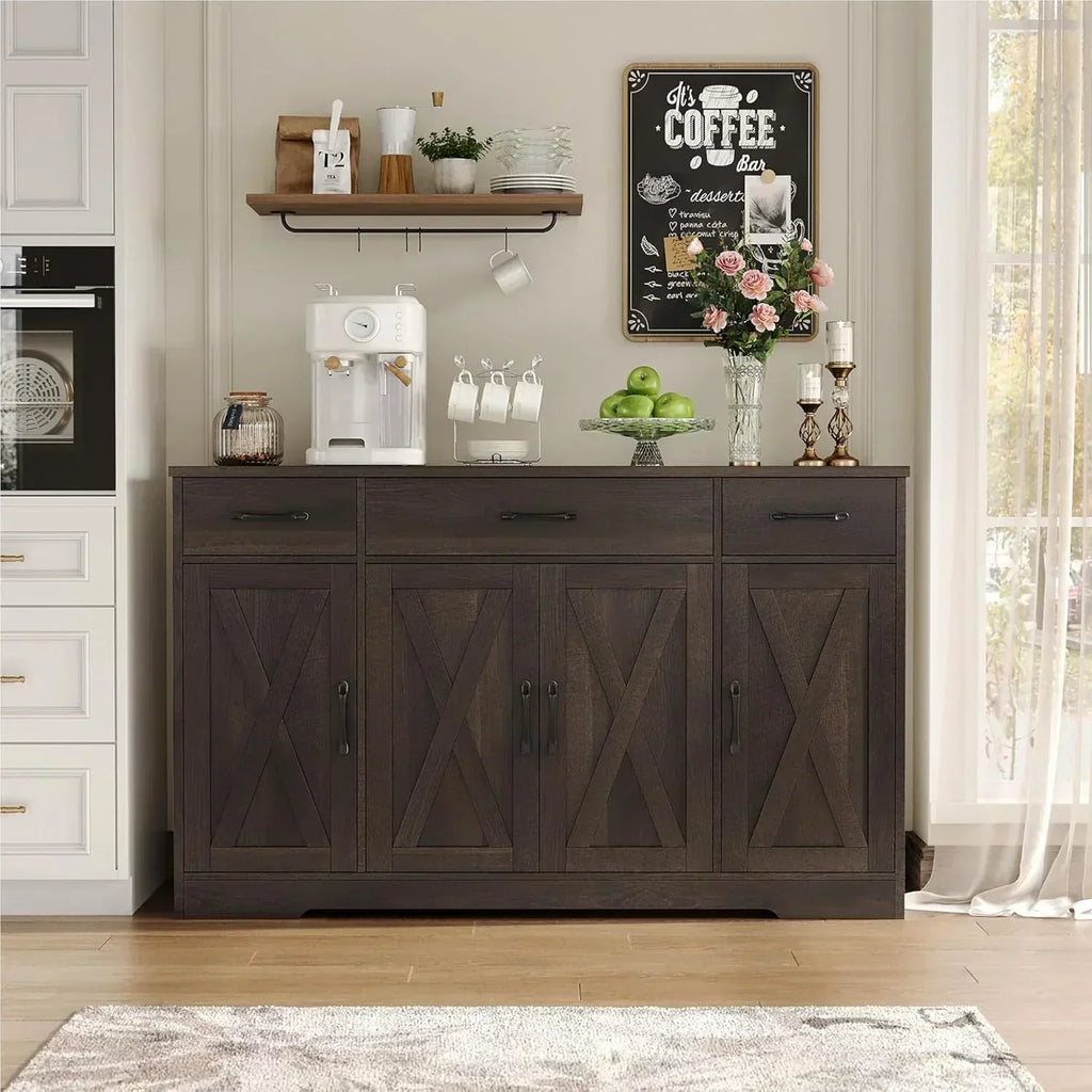 Sideboard with drawers large 55-inch sideboard modern farmhouse wood kitchen dining table wourant