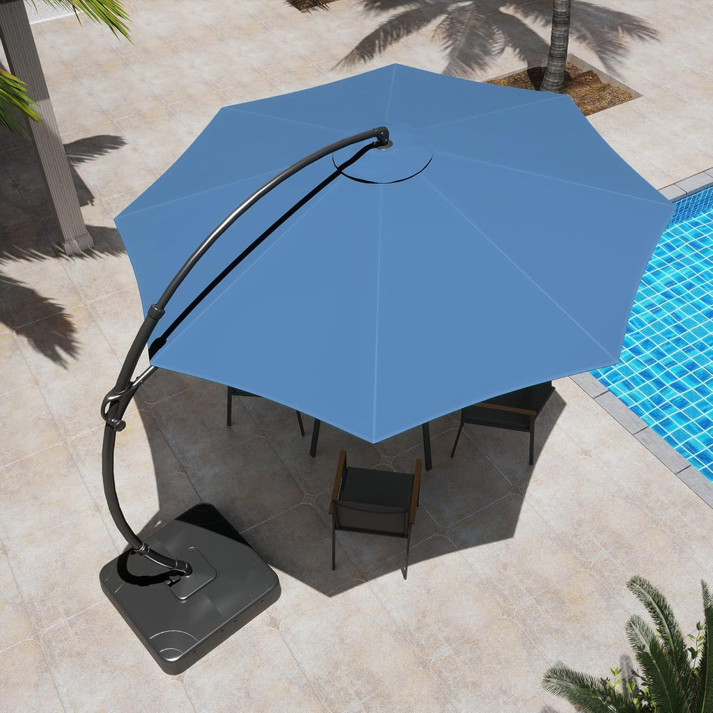 LAUSAINT HOME Outdoor Patio Umbrella with Base included 11 FT Deluxe Curvy Cantilever Umbrella wourant