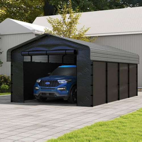 10'x15' Heavy Duty Metal Carport Outdoor Garage Car Shelter Shade with Heavier Frame wourant