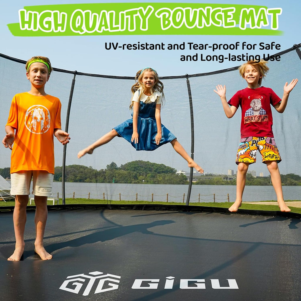 Gigu 10FT 12FT 14FT Recreational Trampolines with Enclosure Net and Ladder Anti-Rust Coating wourant