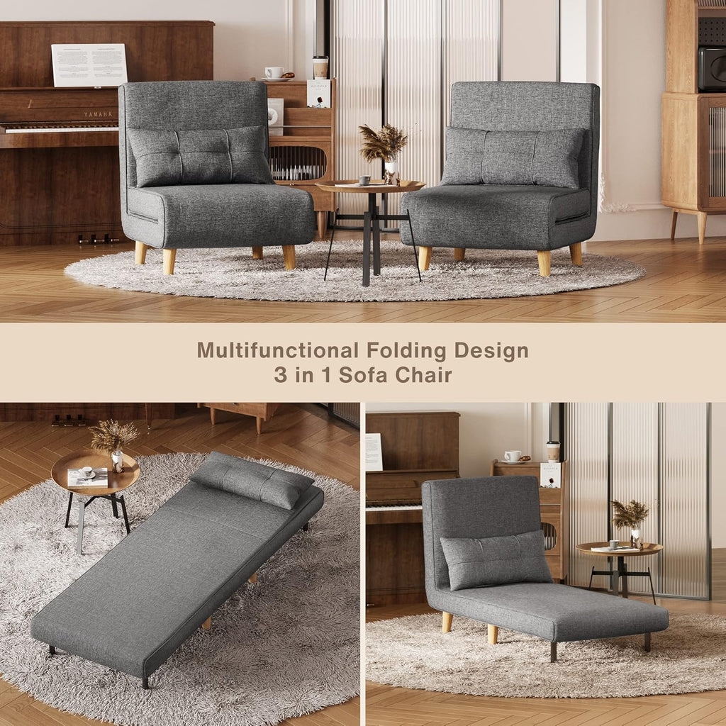 3-in-1 sleeper chair bed convertible chair bed futon sofa with adjustable backrest wourant