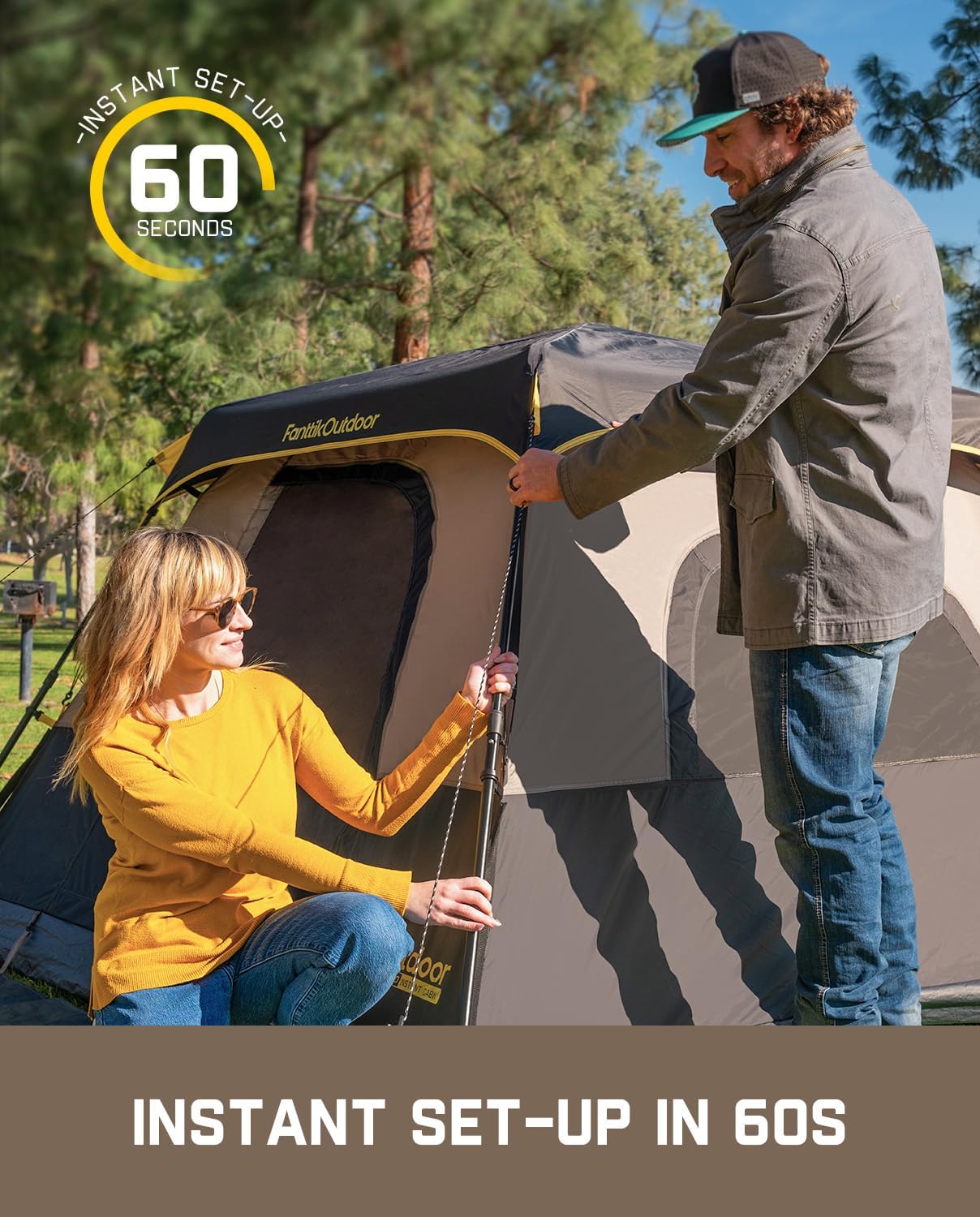 Portable camping tent for 4/6/8/10 people with instant cabin and rainproof and windproof wourant