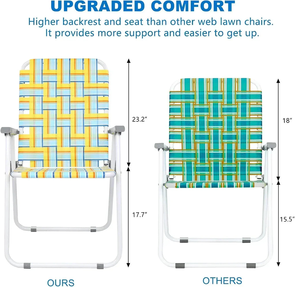 VINGLI Patio Lawn Webbed Folding Chairs Set of 2 Outdoor Beach Portable Lawn Chair wourant