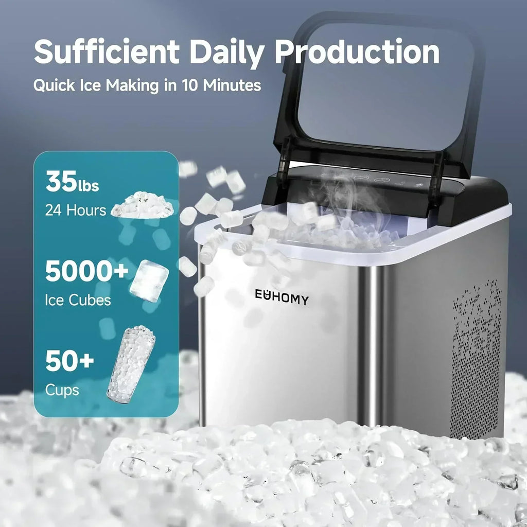 EUHOMY Nugget Ice Maker Countertop Ready in 8 Mins Self-Cleaning Portable Ice Makers Machine wourant