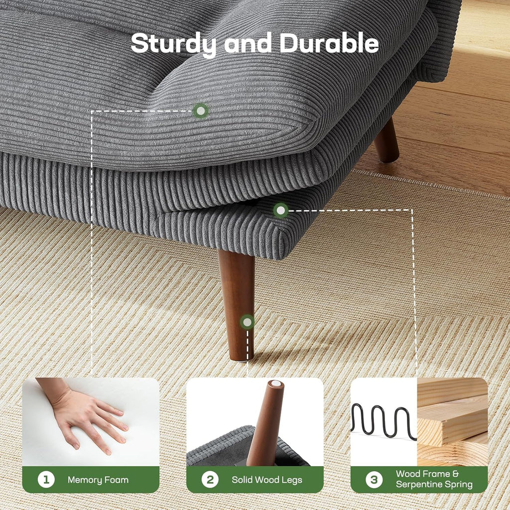 Futon Sofa Bed Futon Sofa Adjustable Back Armrests Converts to Small Sleeper Sofa Bed wourant