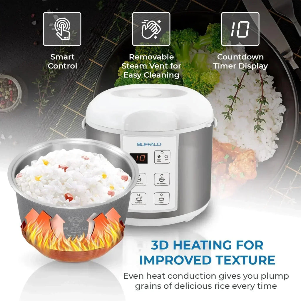 Buffalo Classic Rice Cooker with Composite Stainless Steel Inner Pot - Rice Cookers wourant