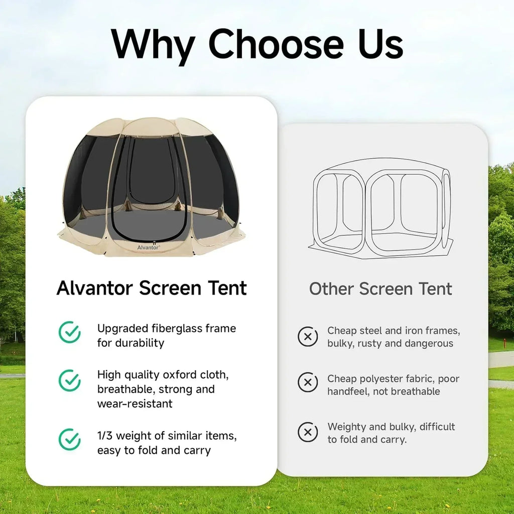 Screen gazebo sleeps 6-10-15 people Igloo-style canopy tent mosquito net on the sides Perfect wourant