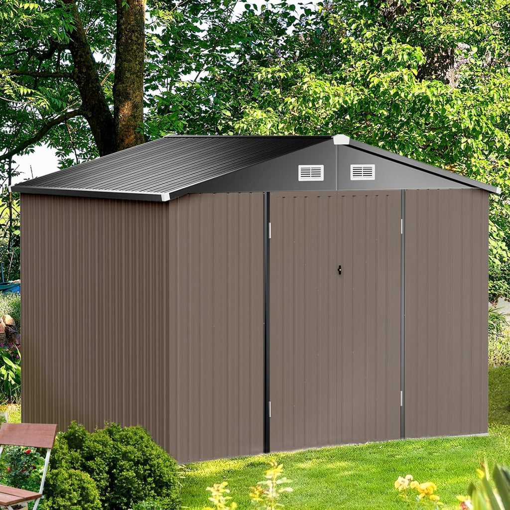Aoxun 6.2x4 FT Shed Outdoor Storage Shed Metal Garden Shed Sloping Roof Tool Shed Bike Shed wourant