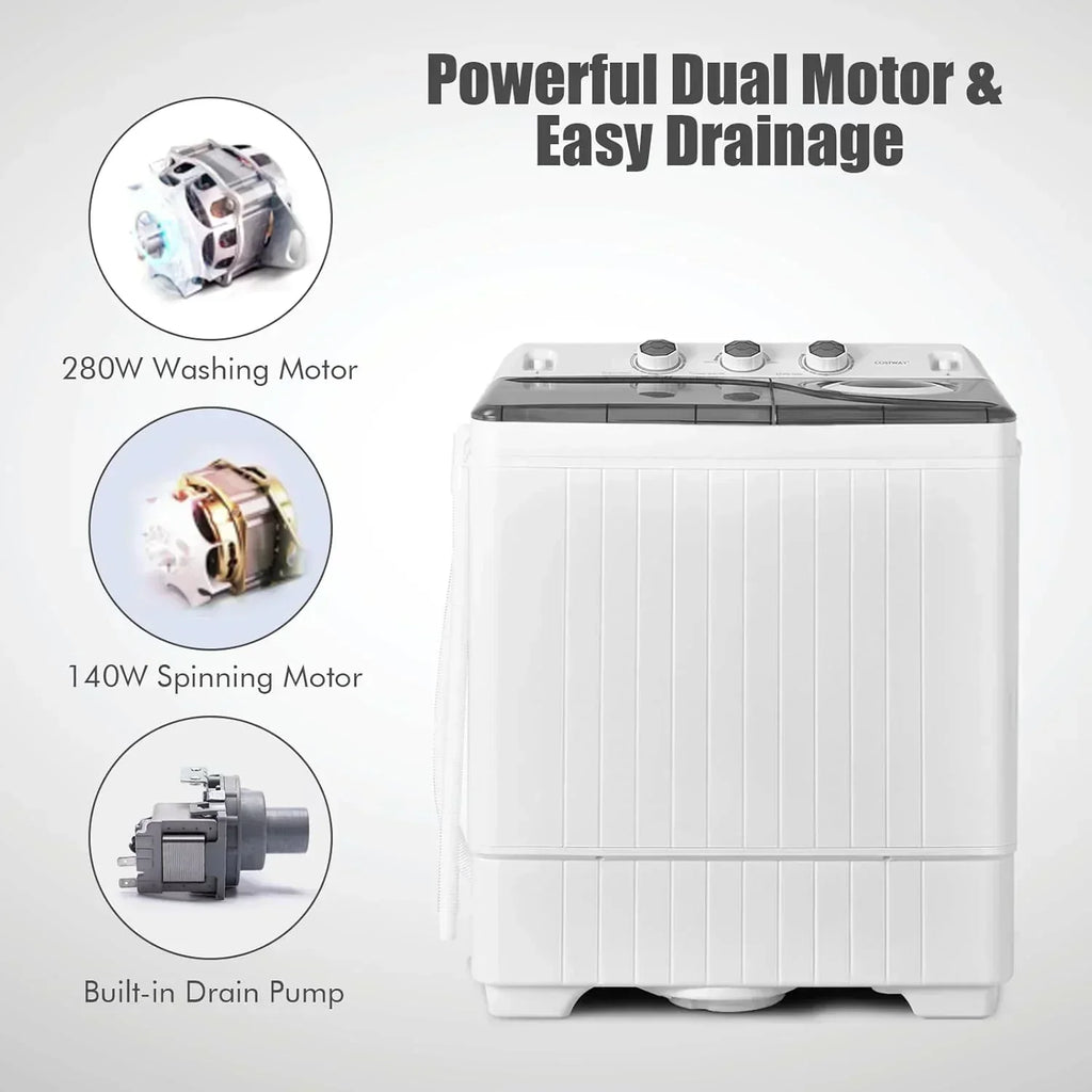 COSTWAY Double Tub 26 lb Capacity Laundry 18 lb 8 lb Spin Combo Drain Pump Washing Machine wourant