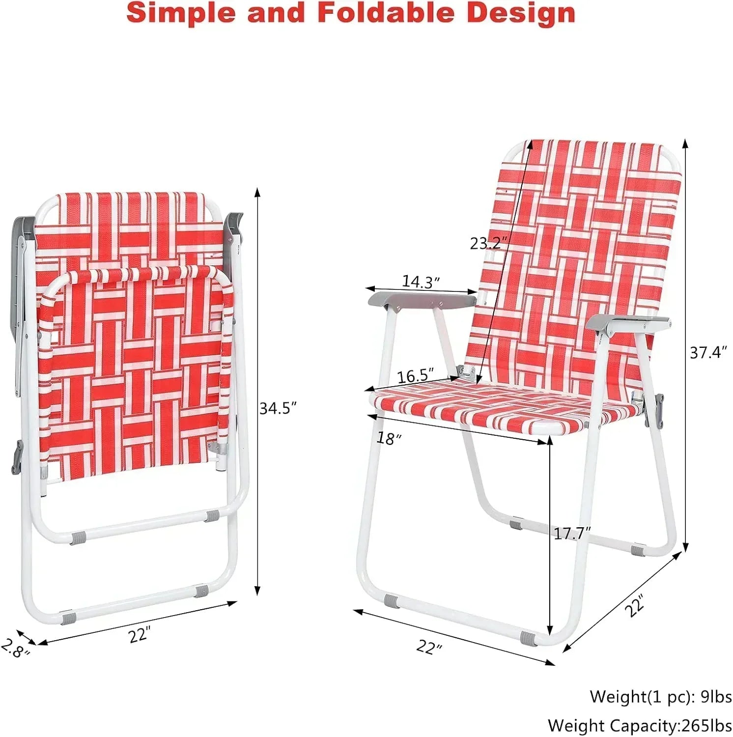 VINGLI Patio Lawn Webbed Folding Chairs Set of 2 Outdoor Beach Portable Lawn Chair wourant