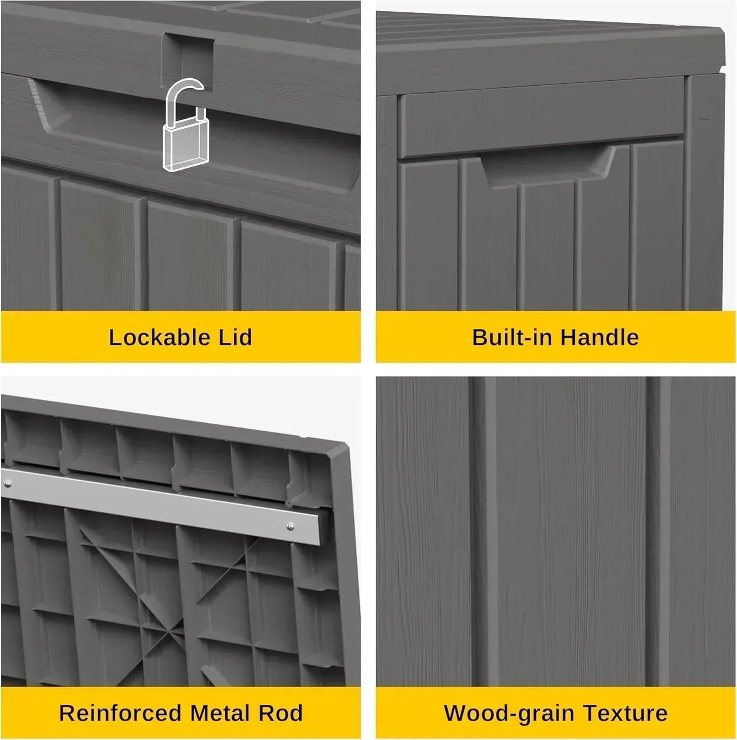 EAST OAK Outdoor Storage Box 60 Gallon Deck Box Indoor and Outdoor Use Waterproof Resin Storage wourant