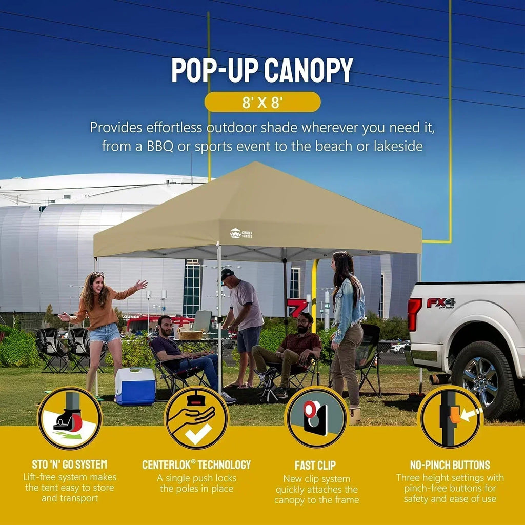 10x10 Pop-Up Awning One-Click Installation Beach Tent Outdoor Sunshade Silver Coated Top wourant