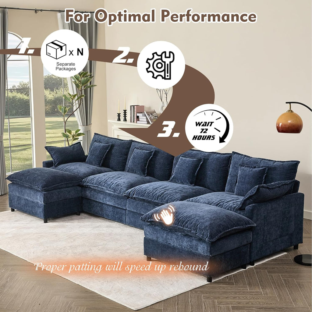 108" U-shaped sofa modular sofa three-seater comfortable cloud sofa wourant