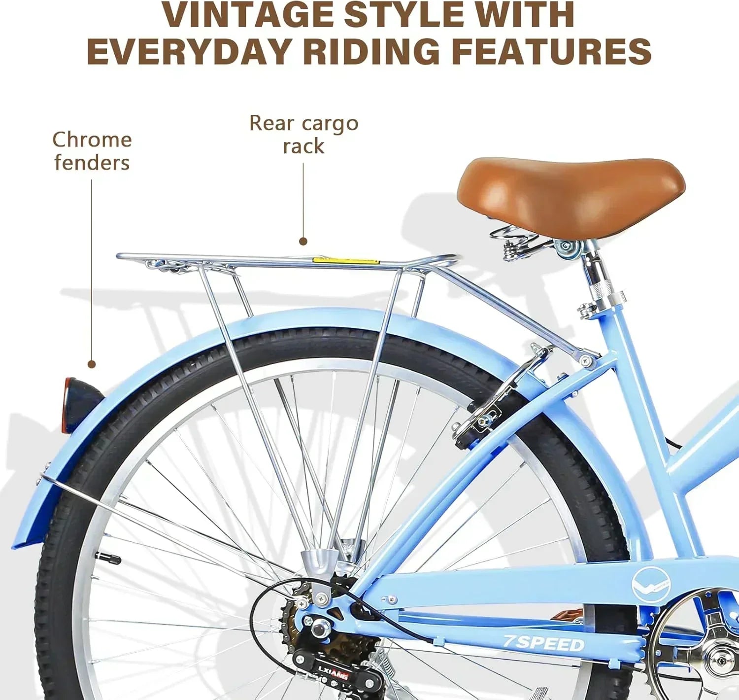 WEIZE Beach Cruiser Bike 26 inch Commuter Bicycle for Adult Men and Women 7-Speed/High-Carbon wourant