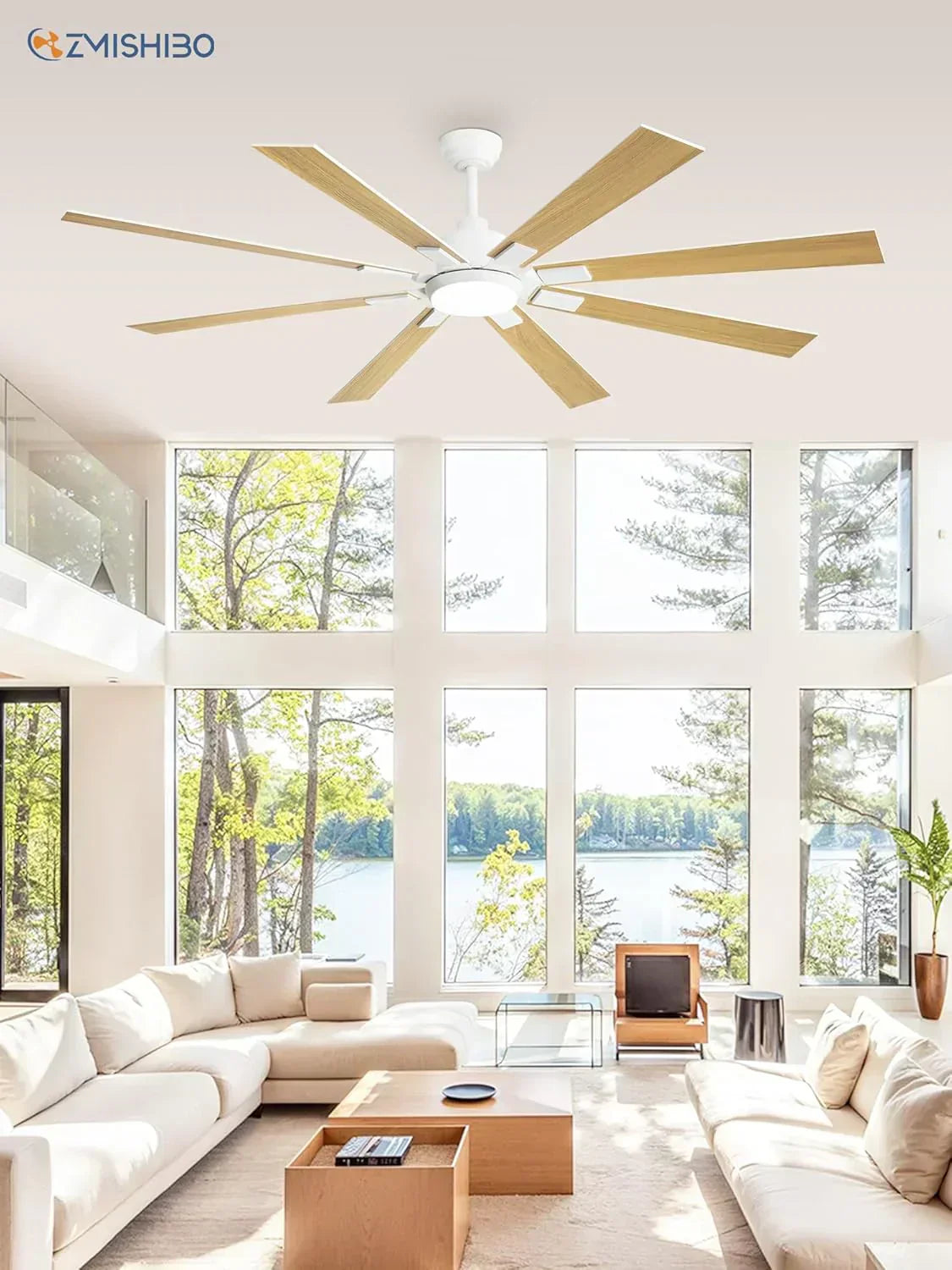 Zmishibo 72-inch large ceiling fan with lighting and remote indoor/outdoor wourant