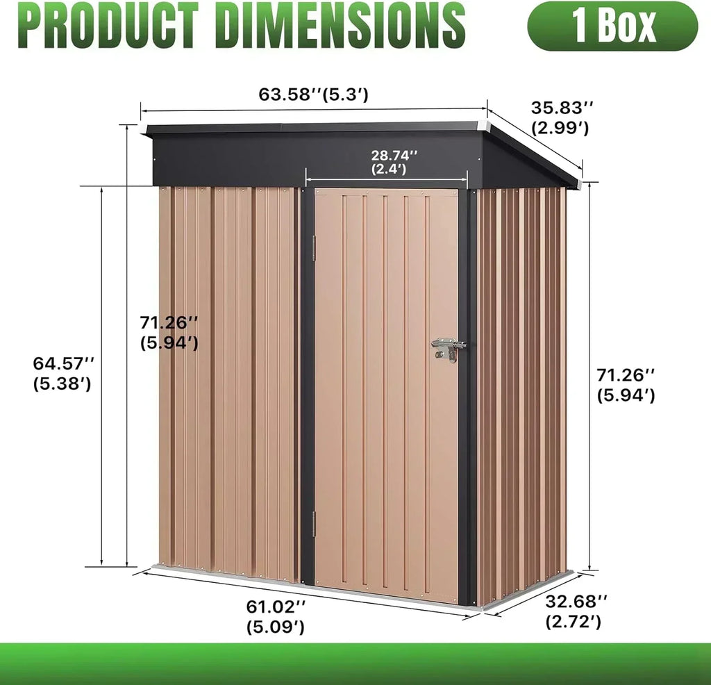 Aoxun 6.2x4 FT Shed Outdoor Storage Shed Metal Garden Shed Sloping Roof Tool Shed Bike Shed wourant