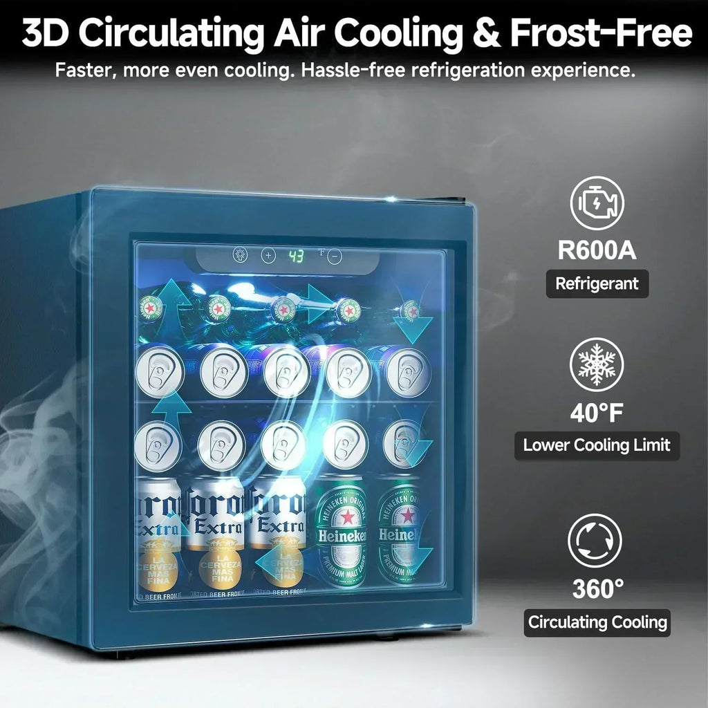 Beverage Refrigerator Cooler 126 Can Mini Fridge Glass Door for Drinks Soda Beer Wine Refrigerator wourant