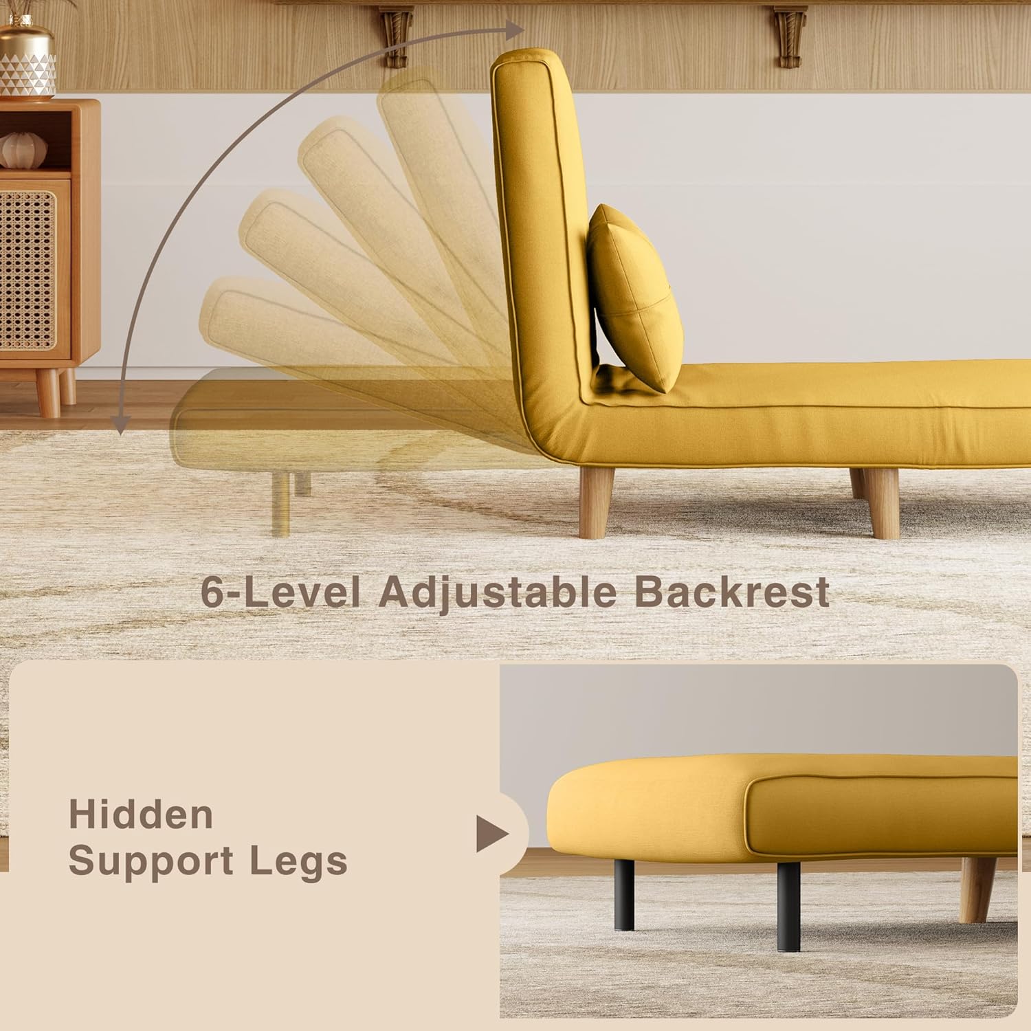3-in-1 sleeper chair bed convertible chair bed futon sofa with adjustable backrest wourant