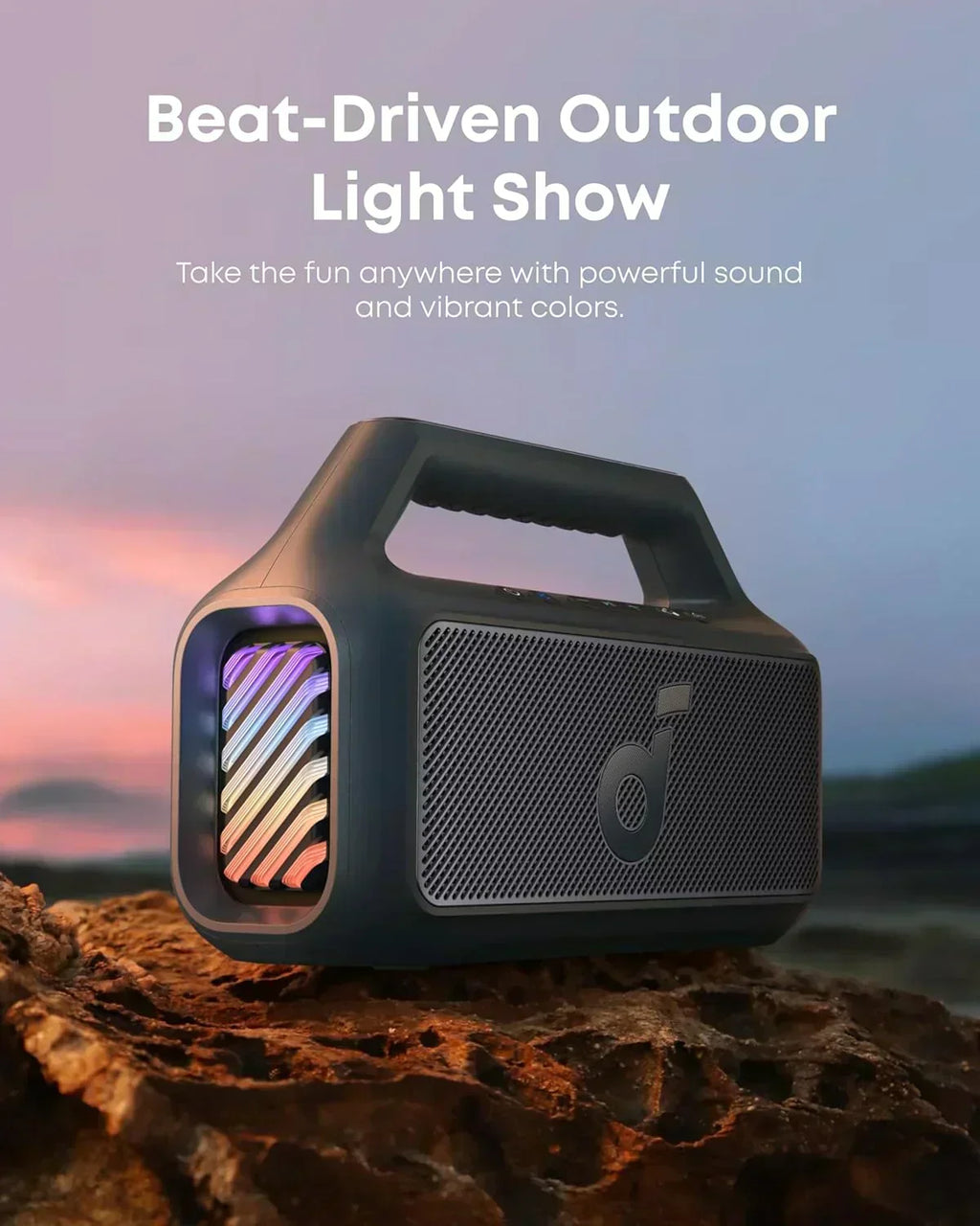 Outdoor Speaker 80W Subwoofer BassUp 2.0 24H Playtime IPX7 Waterproof Floatable RGB Lights wourant