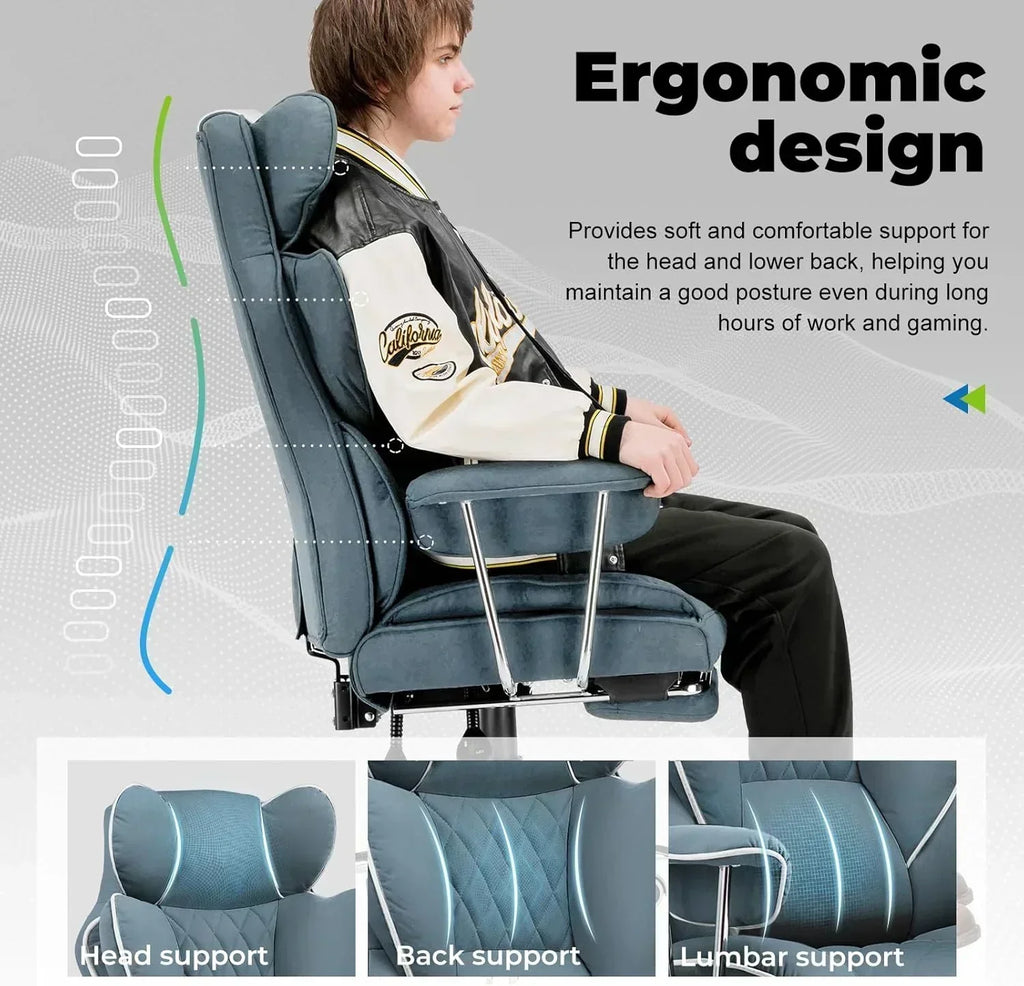 Large high back office chair high back leather gaming chair with footrest wourant
