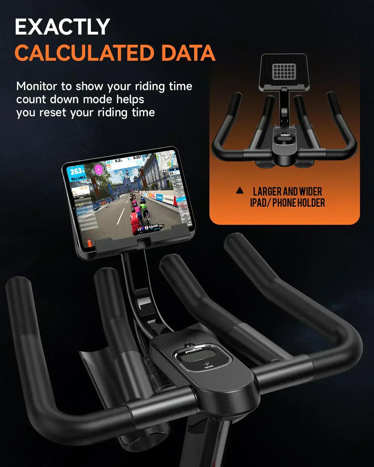 pooboo Exercise Bike Adjustable Magnetic/Brake Pad Resistance Silent Belt Drive Cycling Bike wourant