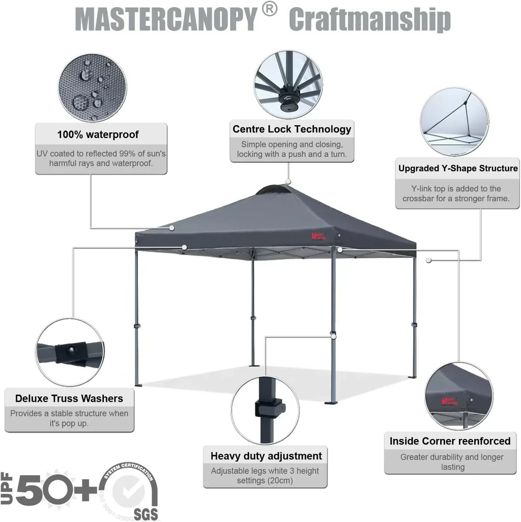 Durable Pop-up Canopy Tent with Roller Bag (10x10 Black) wourant