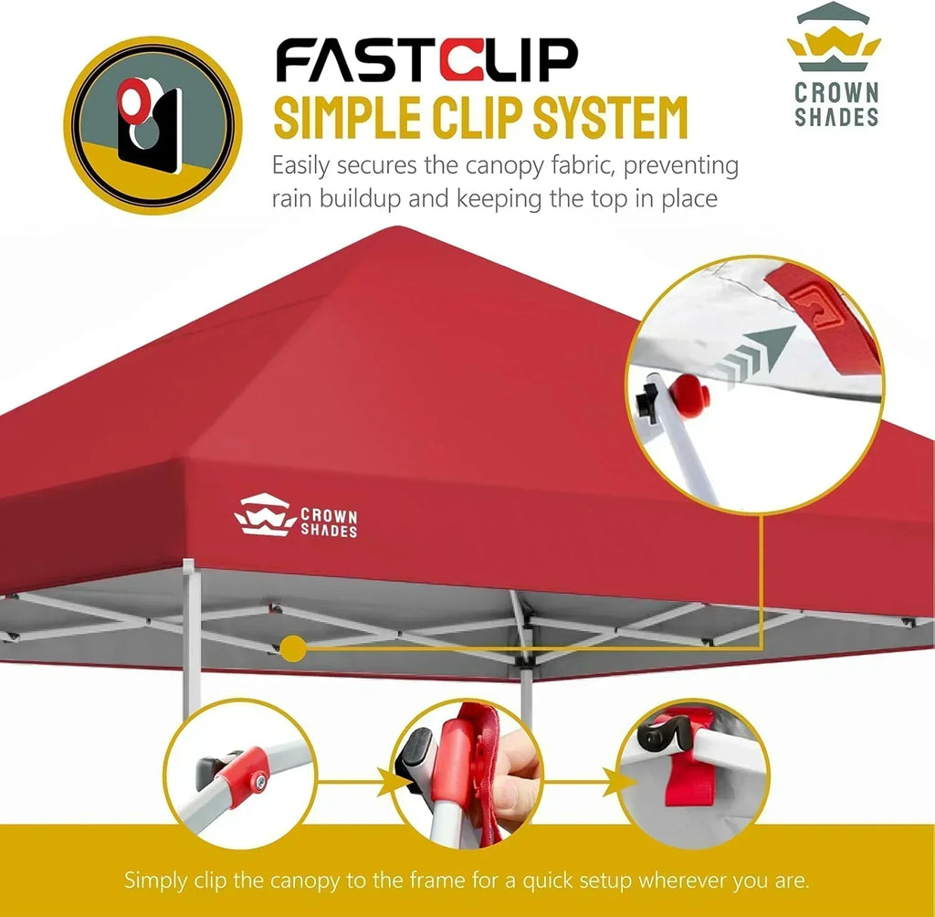 10x10 Pop-Up Awning One-Click Installation Beach Tent Outdoor Sunshade Silver Coated Top wourant