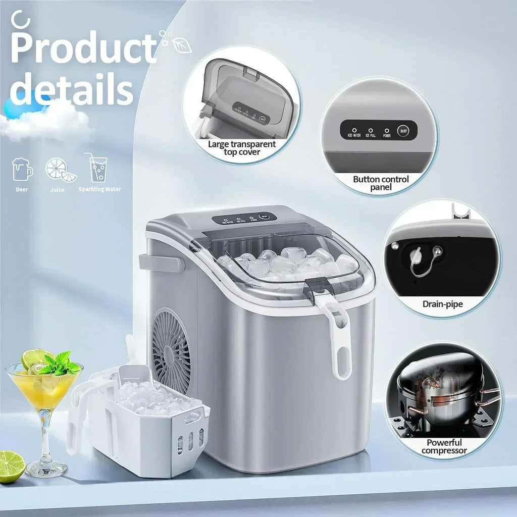 Nugget Ice Makers Countertop Pebble Ice Machine with Chewable Pellet Ice Self-Cleaning wourant