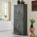Fluted Pantry Cabinet 72" Tall Modern Storage Cabinet with 4 Doors Organizer Drawer wourant