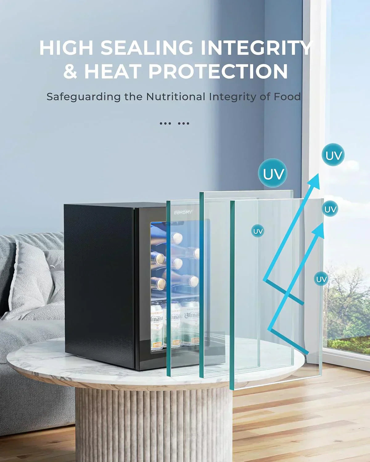 EUHOMY Beverage Refrigerator Cooler 130 Can Mini Fridge with Glass Door Beverage Cooler wourant