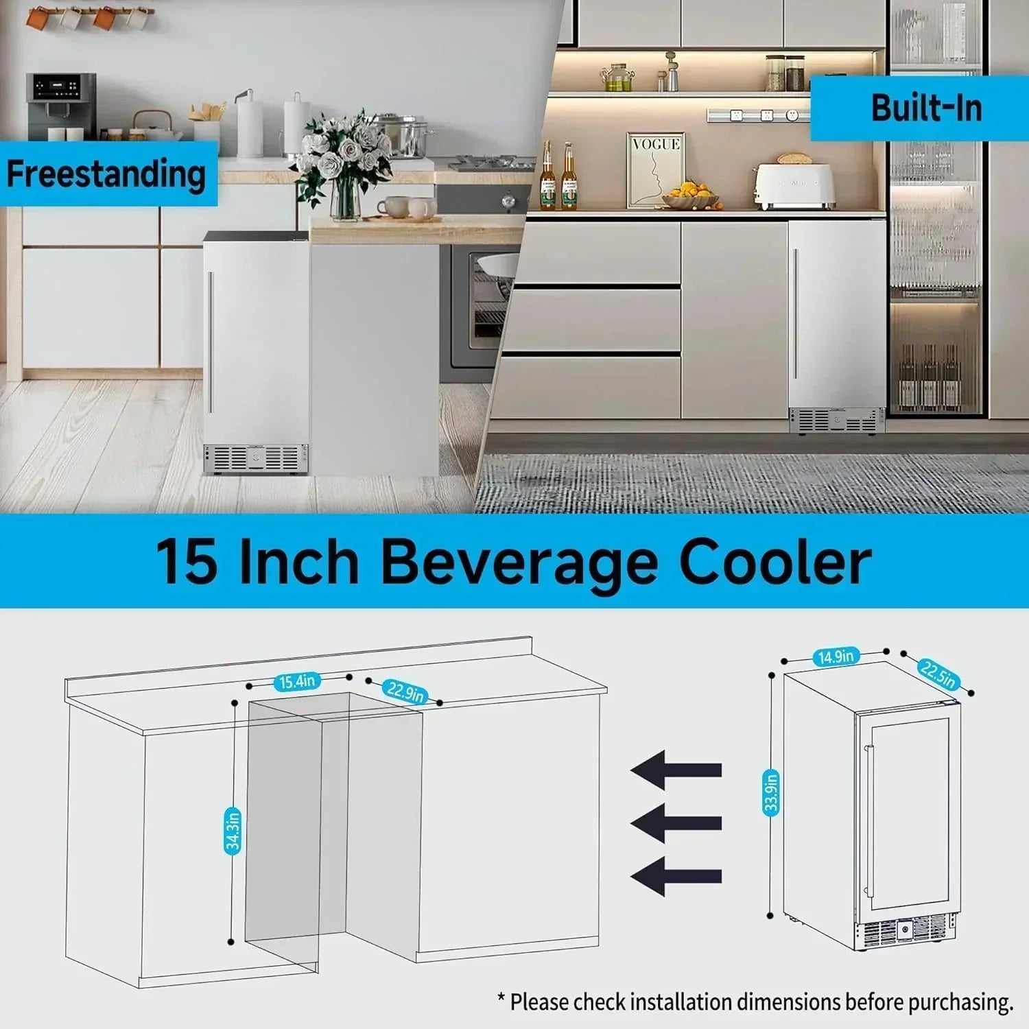 Beverage Refrigerator Cooler 126 Can Mini Fridge Glass Door for Drinks Soda Beer Wine Refrigerator wourant