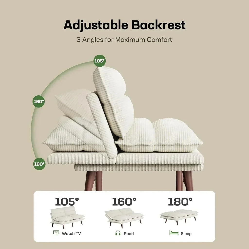 Futon Sofa Bed Futon Sofa Adjustable Back Armrests Converts to Small Sleeper Sofa Bed wourant