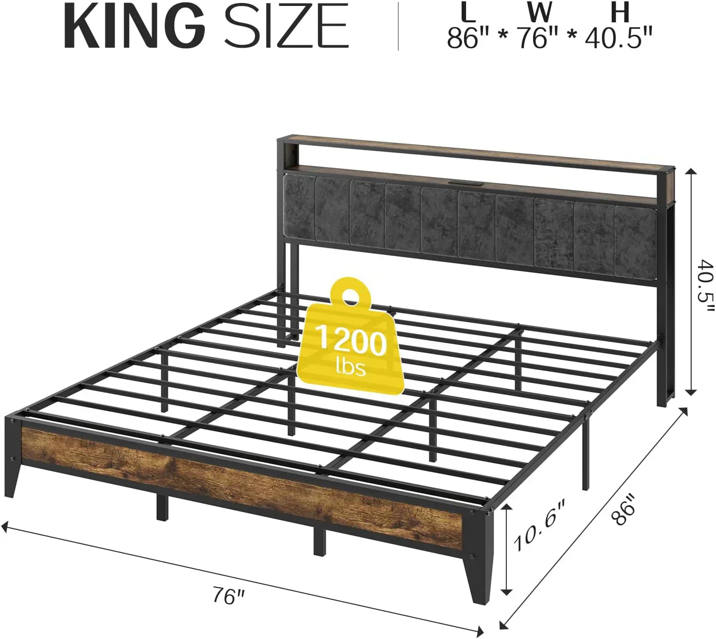 OLEVS Single Bed Frame LED Light Storage Headboard Type C Charging Station Metal Platform Bed wourant