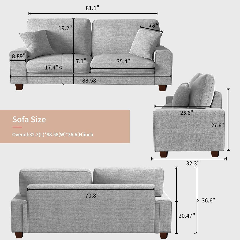 DOPEDIO living room double sofa chenille lounge chair removable solid wood frame wourant