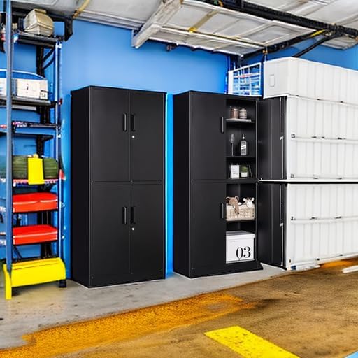 Metal Storage Cabinet with 2 Doors and 6 Shelves Black Metal Cabinet Garage Storage Cabinet wourant