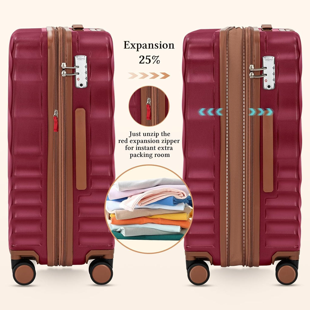 5 piece luggage set expandable suitcase 22x14x9 aviation certified durable waterproof travel set wourant