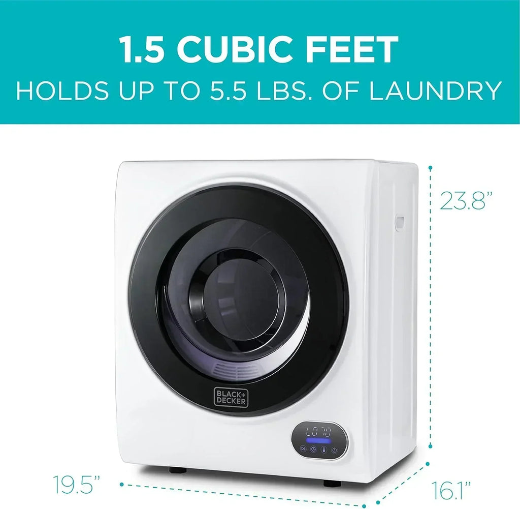Compact Clothes Dryer 1.5 Cu. Ft. 850W Electric Dryer 120V Vented Dryer Stainless Steel Drum wourant