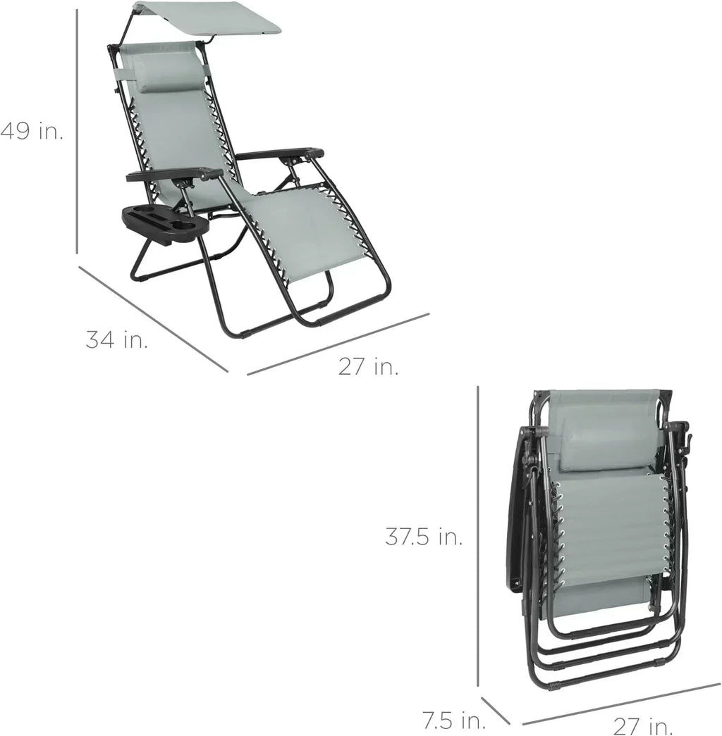 Best Choice Products Folding Zero Gravity Recliner Patio Lounge Chair Adjustable Canopy Shade wourant