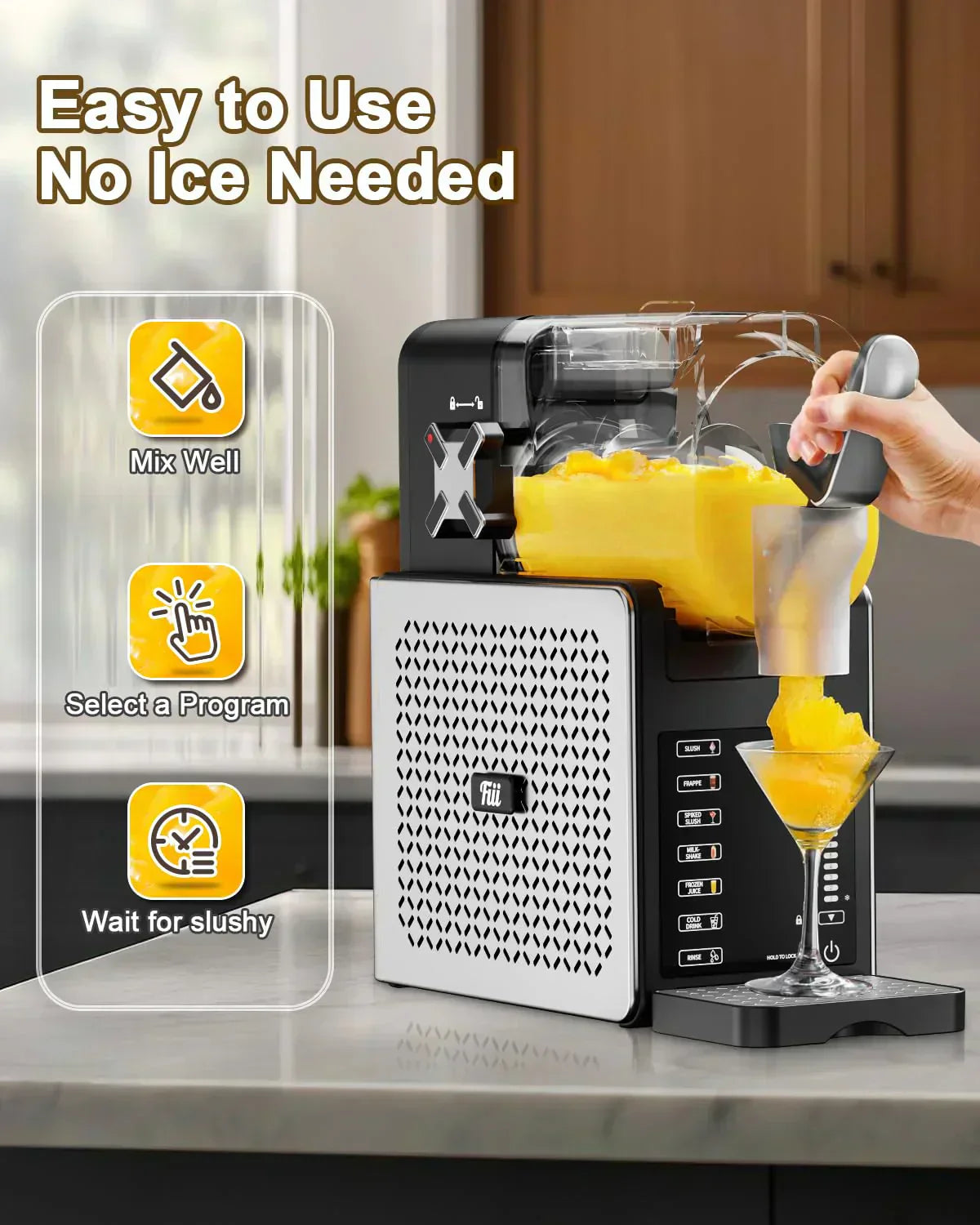 Fiii Slushie Machine 92 oz Slushy Machine for Home 6 Preset Programs Quiet Operation LED Display wourant
