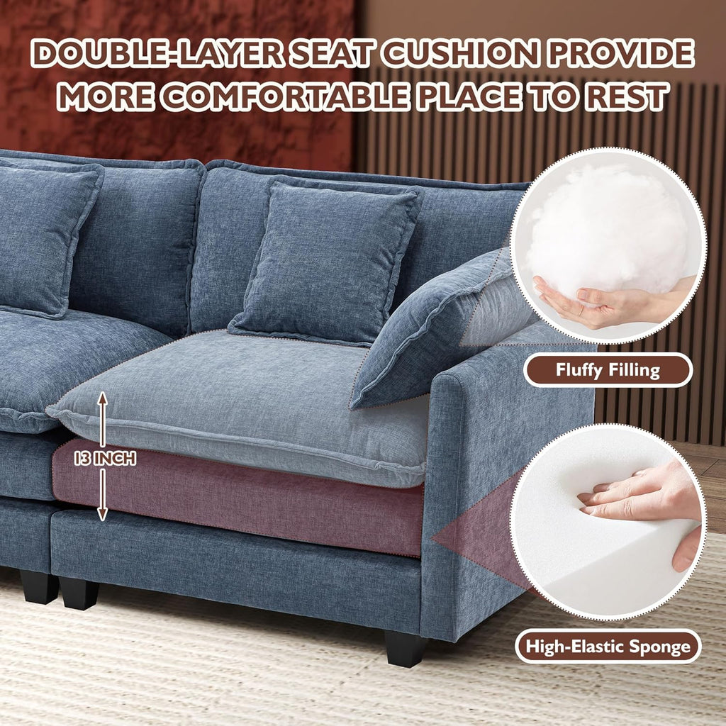 ihanherry 146-inch U-shaped modern sofa modular area cloud sofa wourant