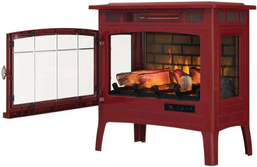 Freestanding Electric Fireplace Stove Heater with 3D Flame Effect for 1000 Sq. Ft wourant