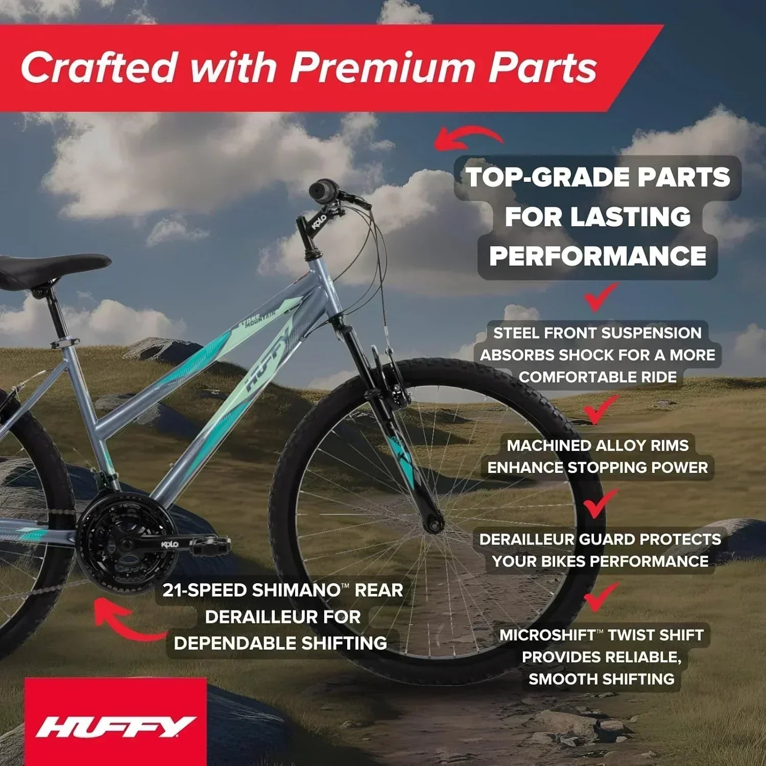 Huffy Stone Mountain Hardtail Mountain Bike for Boys/Girls/Men/Women 20"/24"/26" Sizes wourant