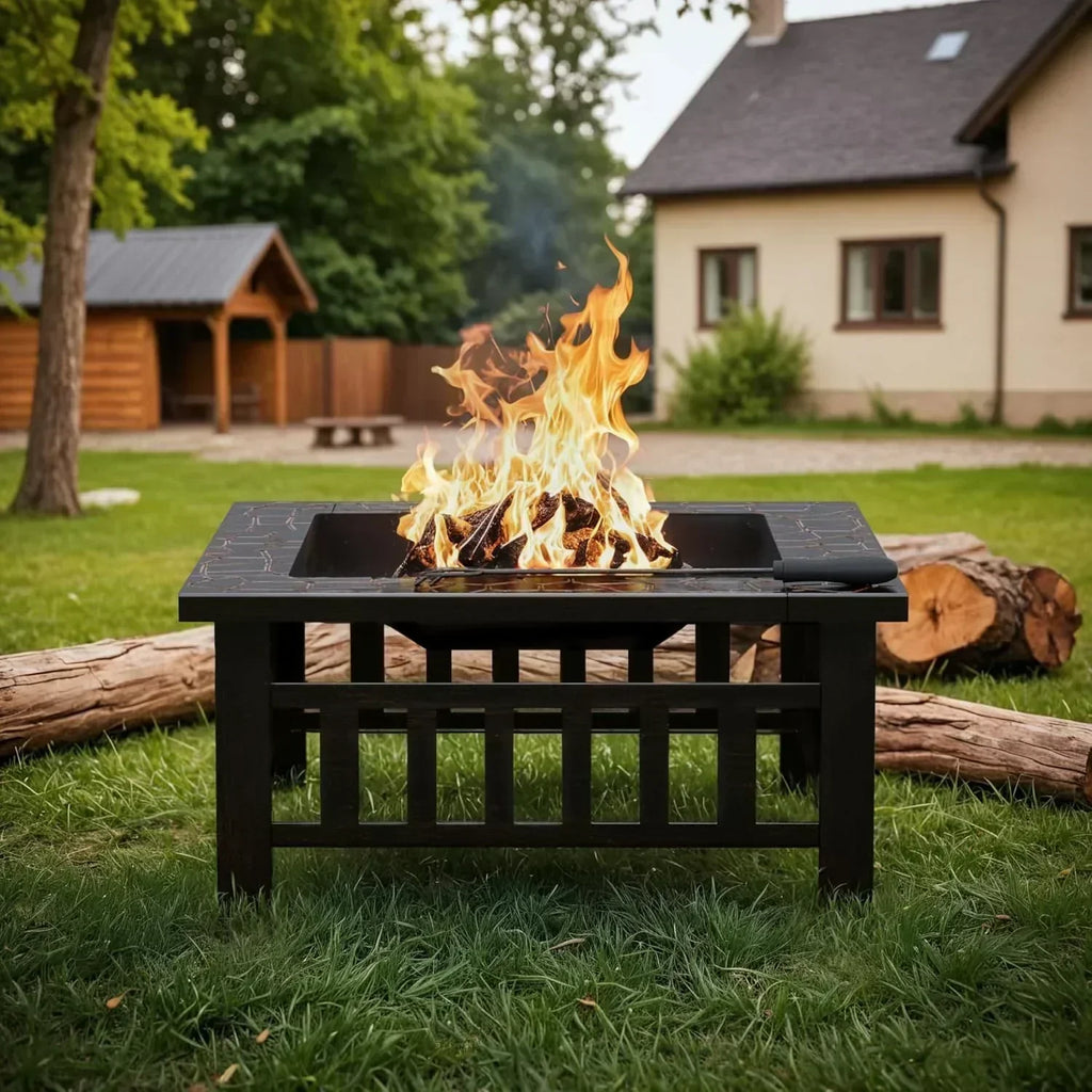 Devoko Outdoor Fire Pit 32 Inch Firepit Table Metal Outdoor Fireplaces with Waterproof Cover wourant