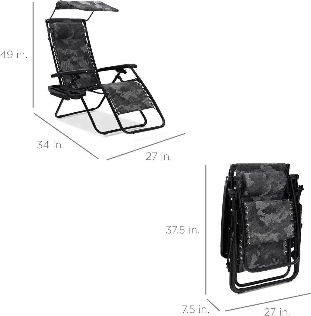 Best Choice Products Folding Zero Gravity Recliner Patio Lounge Chair Adjustable Canopy Shade wourant