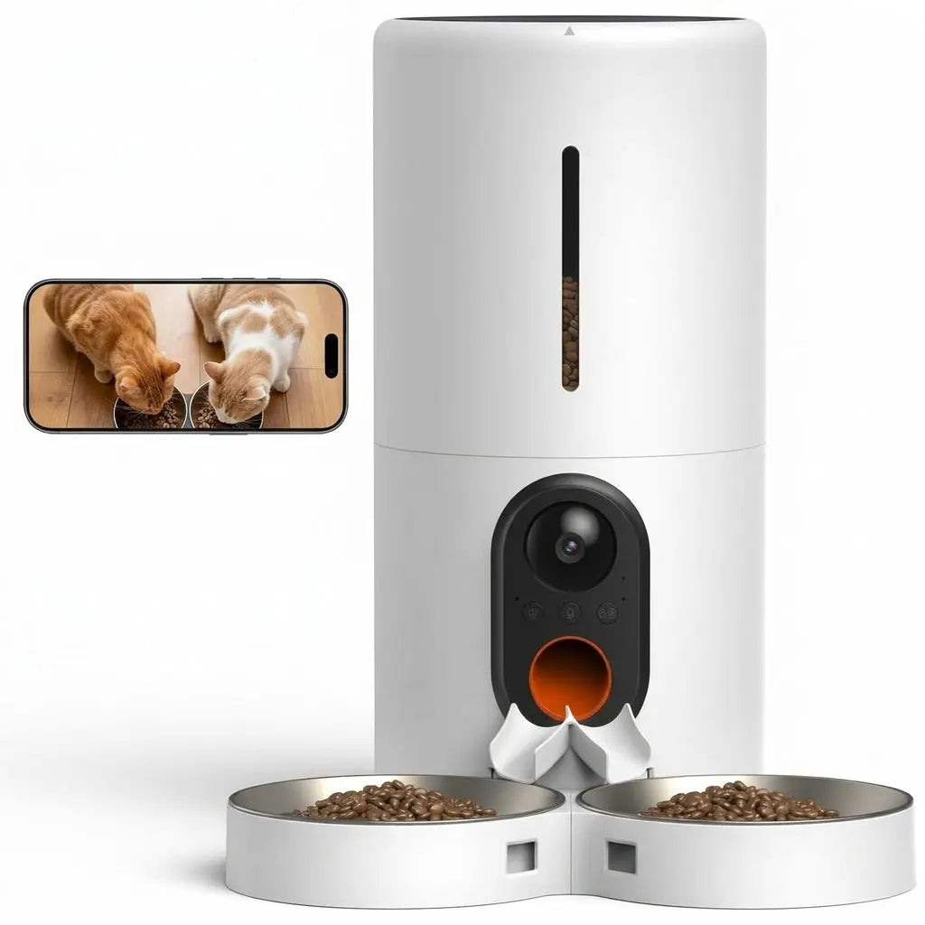 6L Automatic Cat Feeder with 1080P Camera 160 Wide Angle Night Vision WiFi Two Way Audio anfaavocat