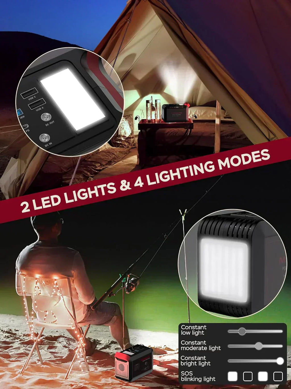 Portable Power Station 88Wh Camping Lithium Battery Solar Generator Fast Charging Power Bank wourant