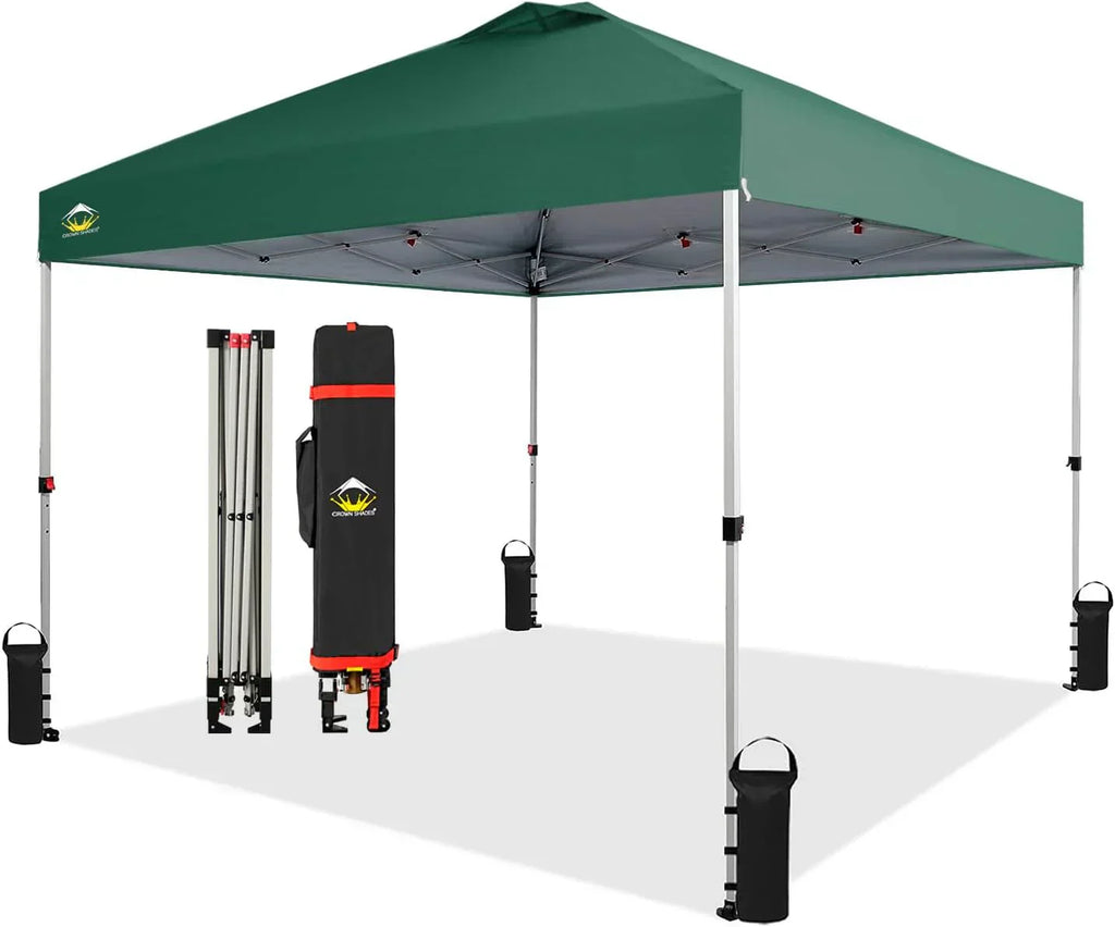 10x10 Pop-Up Awning One-Click Installation Beach Tent Outdoor Sunshade Silver Coated Top wourant