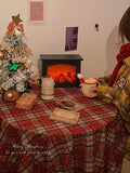 Britische Vintage-Weihnachtstischdecke mit rotem Karomuster, wasserfester Bezug für Feiertags-Couchtische wourant