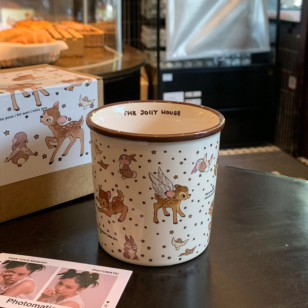 Niedliche Keramik-Hirsch-Kaffeetasse mit großem Fassungsvermögen, stilvolles Design für Heimtrinkgeschirr wourant